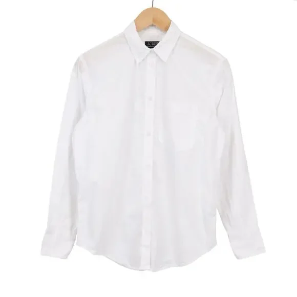 J.Crew Women's Garcon Classic Shirt In 100% Cotton Poplin White Size 2 - Picture 3 of 9